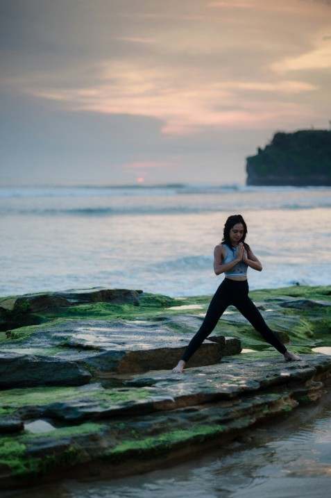 Team participating in a corporate yoga session